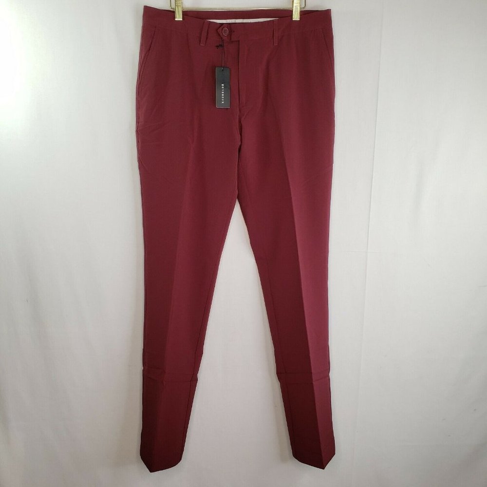 DEVEREUX Mens Burgundy Red Hybrid Golf Pants Zip